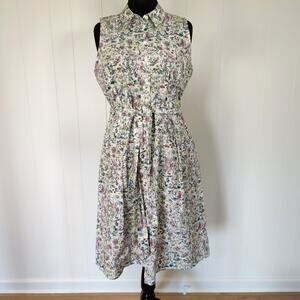 Antonio Melani Cotton Floral Midi Shirtdress Sleeveless Coquette Preppy 14